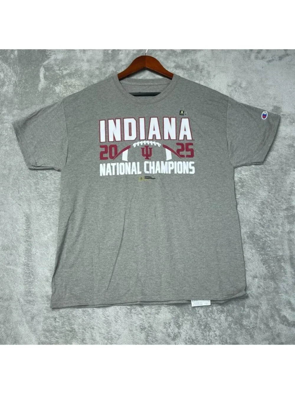 Champion Men's L Gray Indiana 2025 National Champions Graphic T-Shirt e1425 - Picture 1 of 5